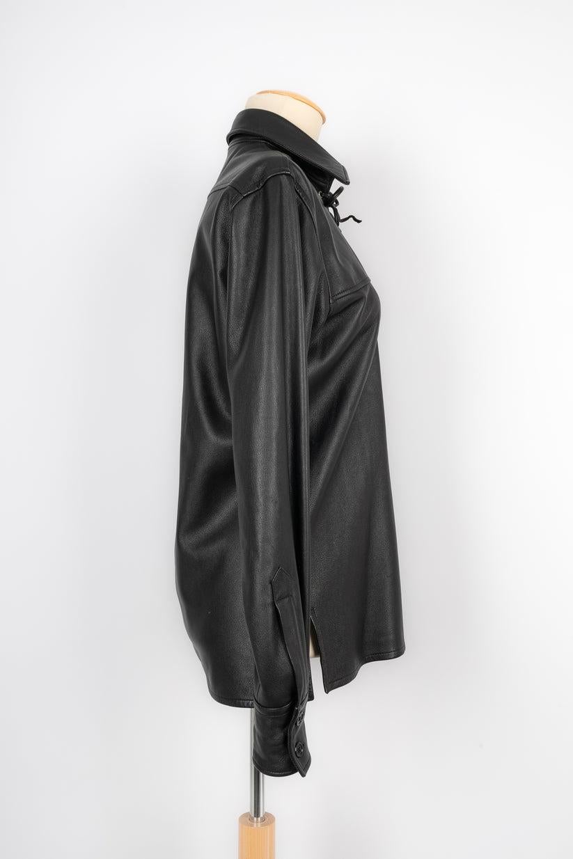 Yves Saint Laurent Saharan Schwarzes Lederoberteil aus Leder Damen im Angebot