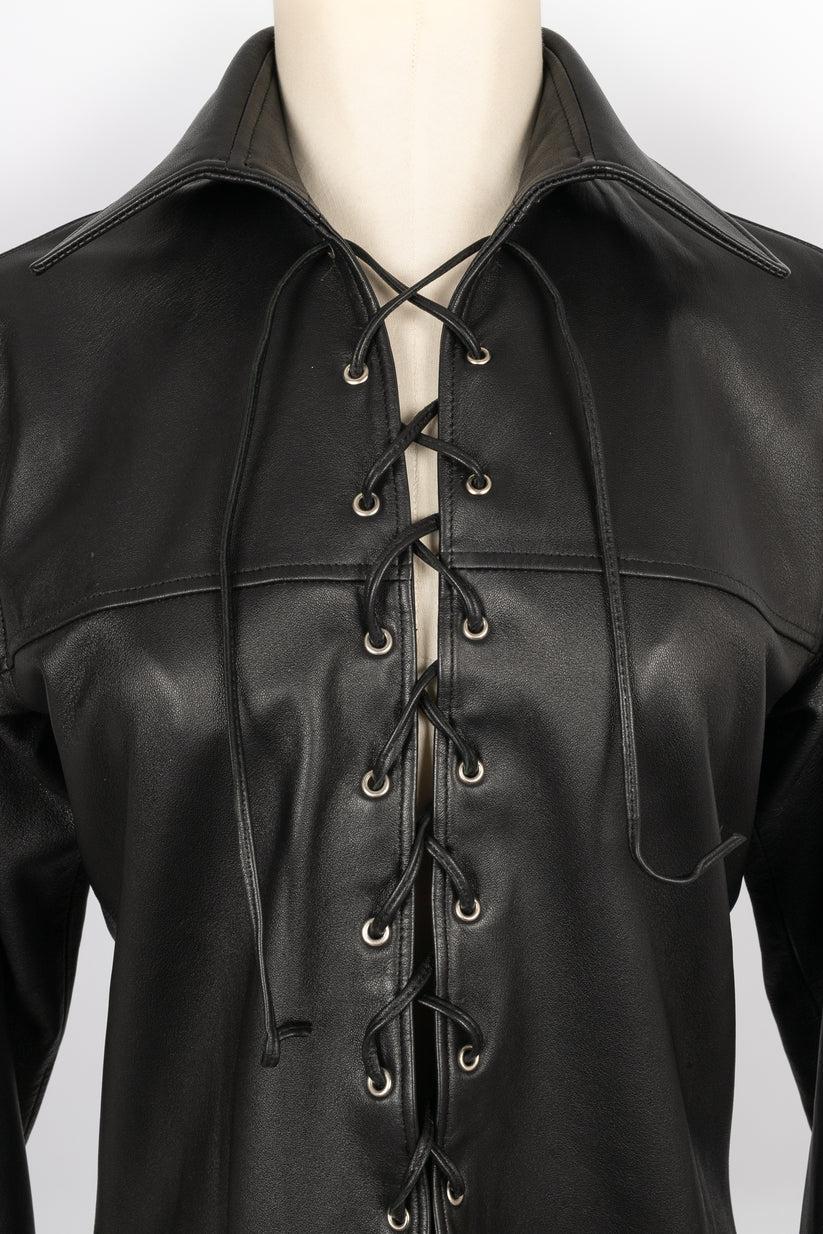 Yves Saint Laurent Saharan Black Leather Top For Sale 1