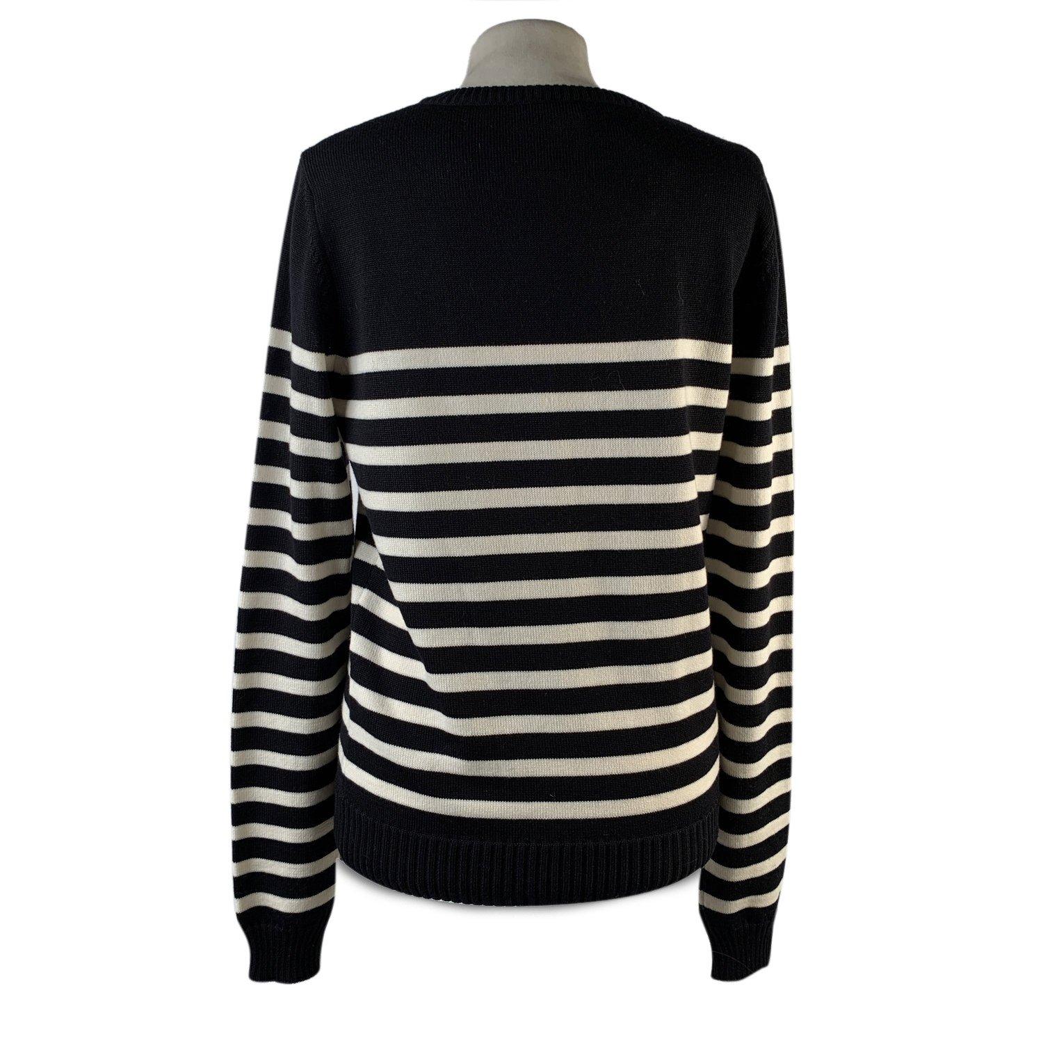 Yves Saint Laurent Saint Laurent Black and Ivory Striped Wool Sailor Jumper  In Excellent Condition In Rome, Rome