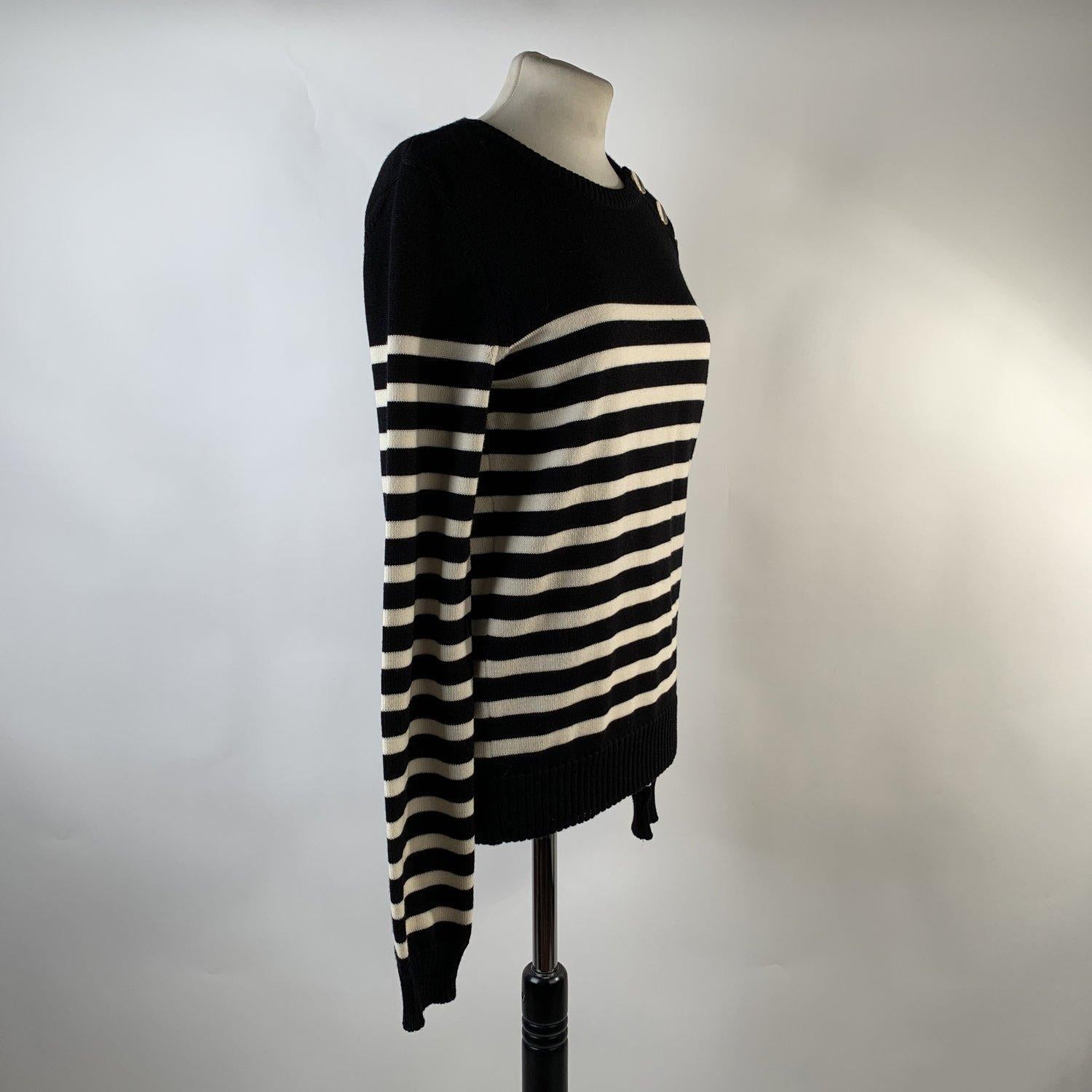 Yves Saint Laurent Saint Laurent Black and Ivory Striped Wool Sailor Jumper  1