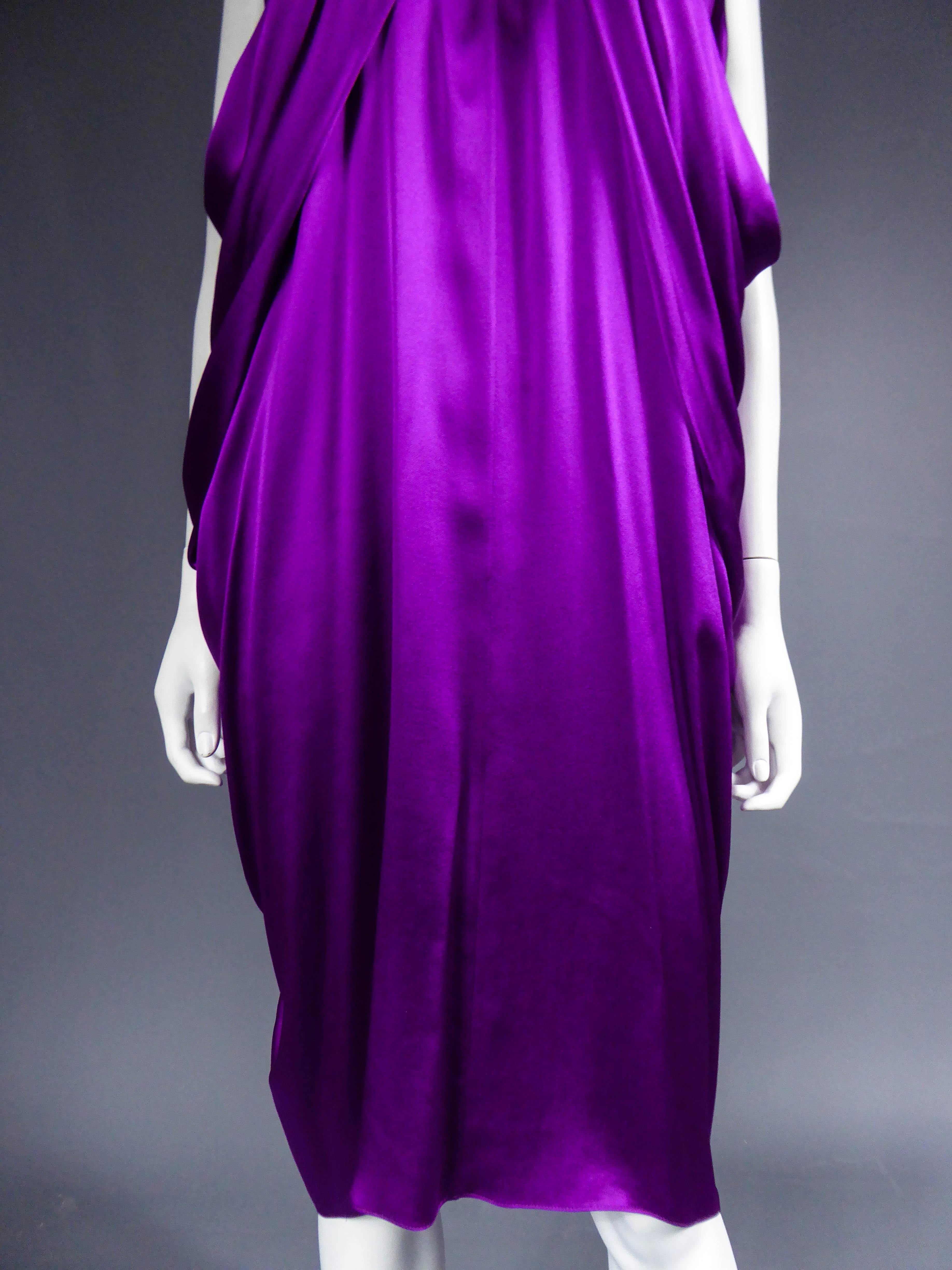 Viola Abito in raso di Stefano Pilati for Yves Saint Laurent, Collezione 2008 in vendita