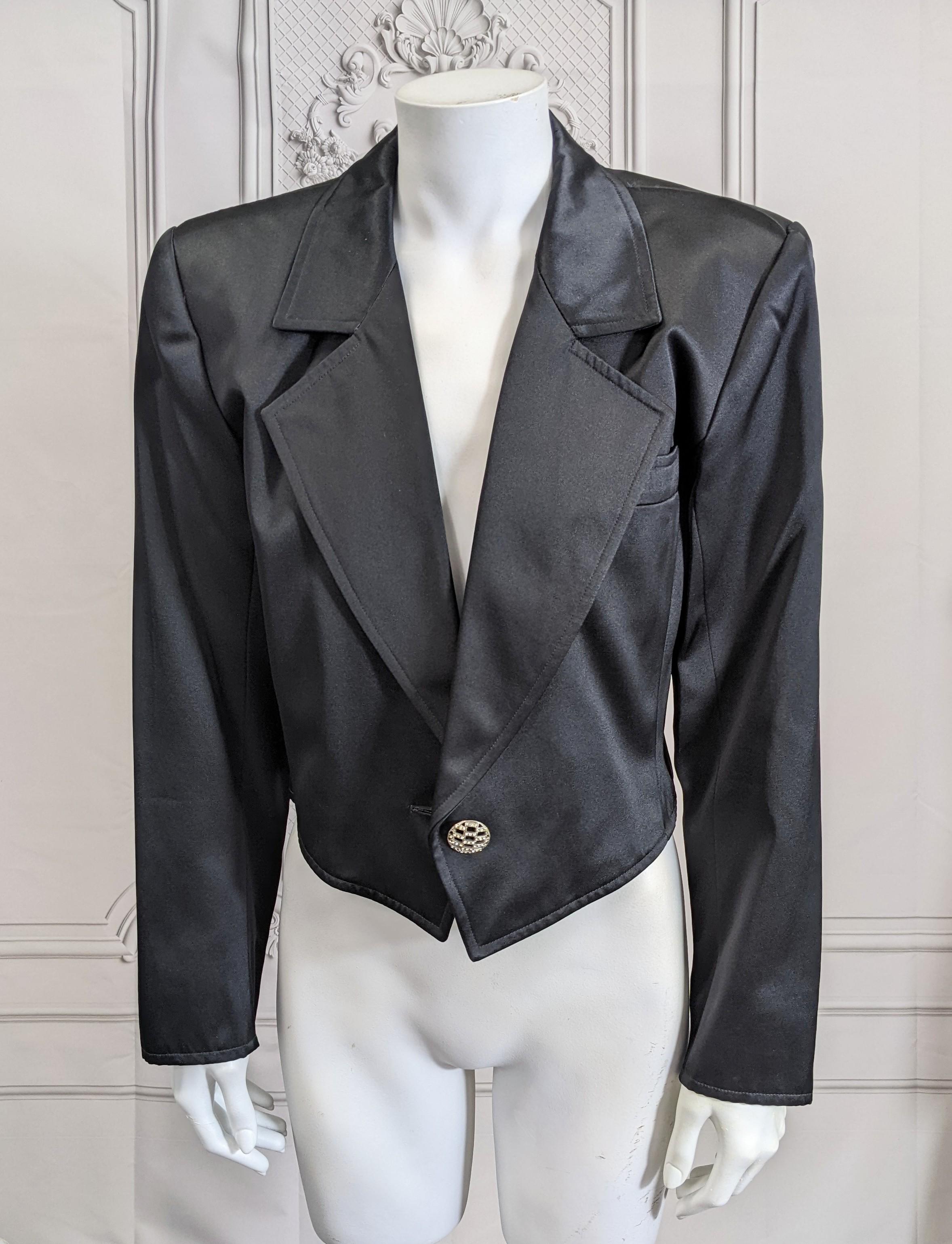 Black Yves Saint Laurent Satin Spencer Jacket For Sale
