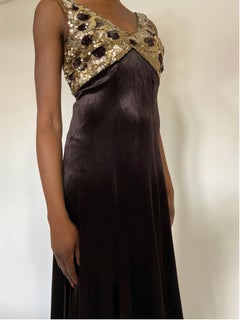 Yves Saint Laurent sequins alter neck evening maxi  dress. C. 1970s