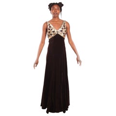 Yves Saint Laurent sequins alter neck evening maxi  dress. C. 1970s