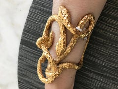 Yves Saint Laurent Serpentine Gold Plated Large Cuff