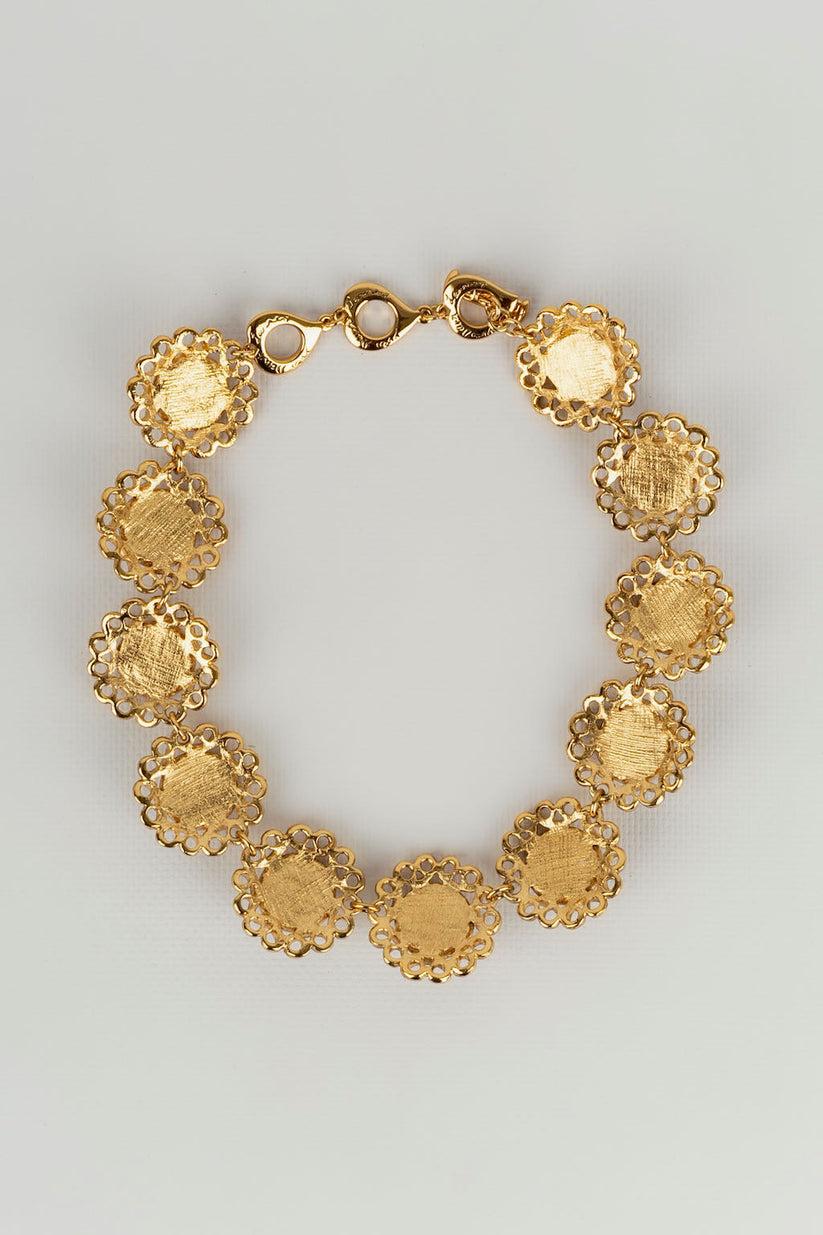 Yves Saint Laurent - Ensemble collier et boucles d'oreilles en métal doré en vente 1