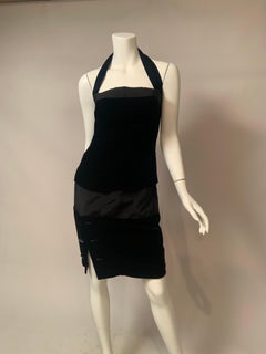 Yves Saint Laurent Sexy Two Piece Black Velvet Cocktail Dress