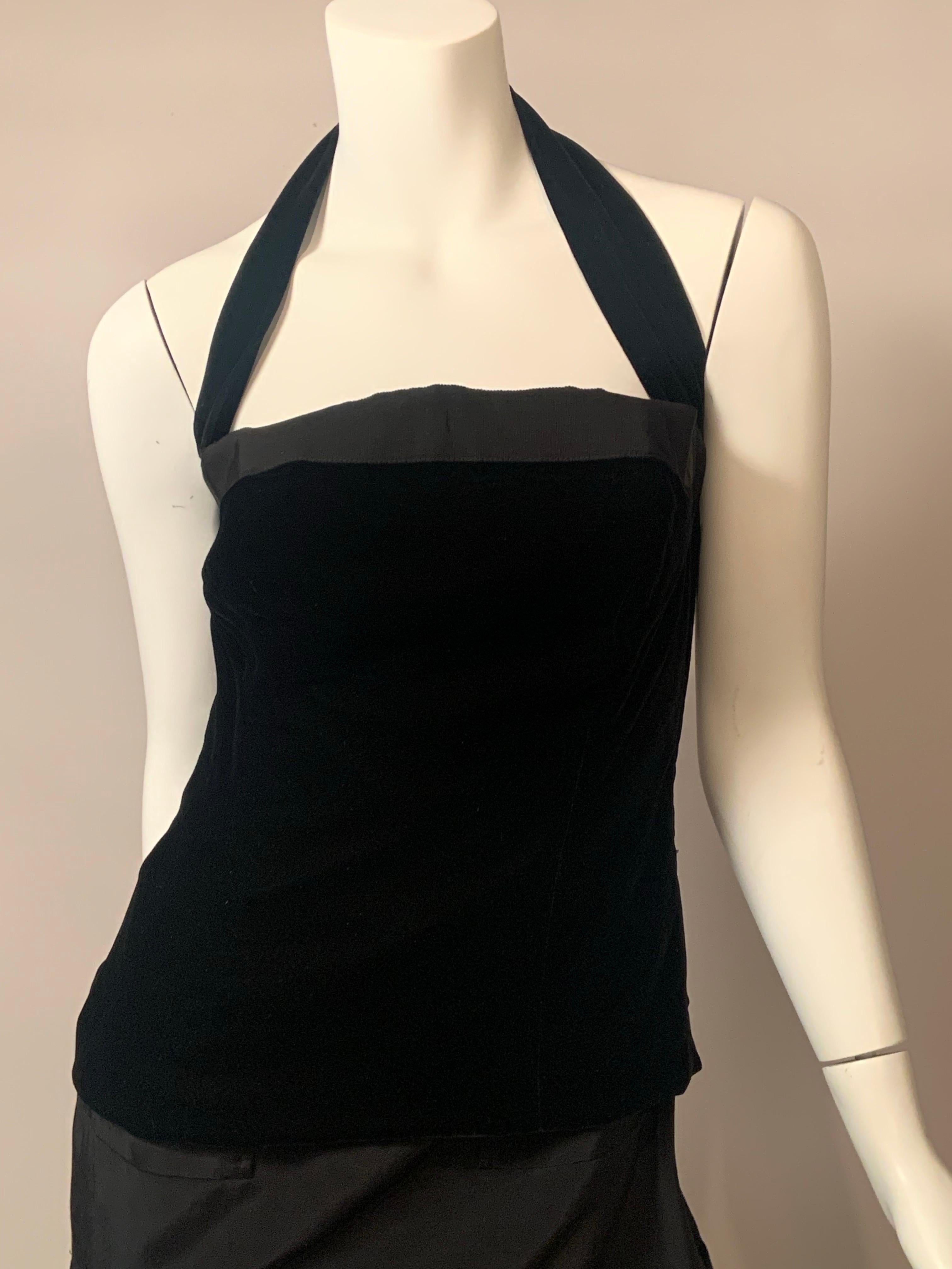 Yves Saint Laurent Sexy Zweiteiliges Cocktailkleid aus schwarzem Samt (Schwarz) im Angebot