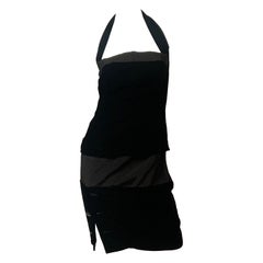 Yves Saint Laurent Sexy Two Piece Black Velvet Cocktail Dress