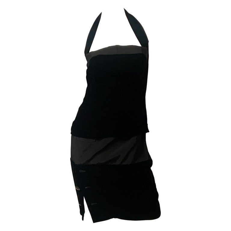 Yves Saint Laurent Sexy Two Piece Black Velvet Cocktail Dress For Sale at  1stDibs