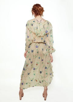 Yves Saint Laurent Sheer & Metallic Floral Dress