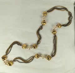 Yves Saint Laurent Shell HC Faux Pearl and Mixed Metal Sautoir