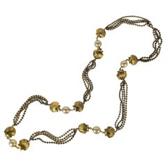 Yves Saint Laurent Shell HC Faux Pearl and Mixed Metal Sautoir