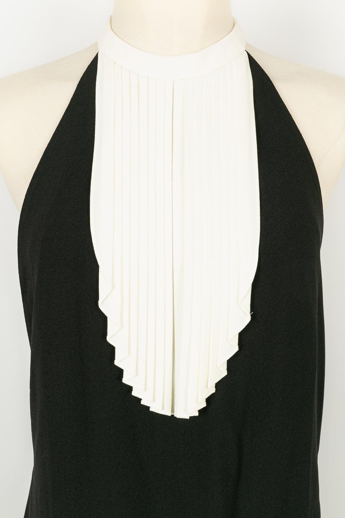 Yves Saint Laurent Kurzes rückenfreies schwarzes und weißes Kleid im Angebot 1