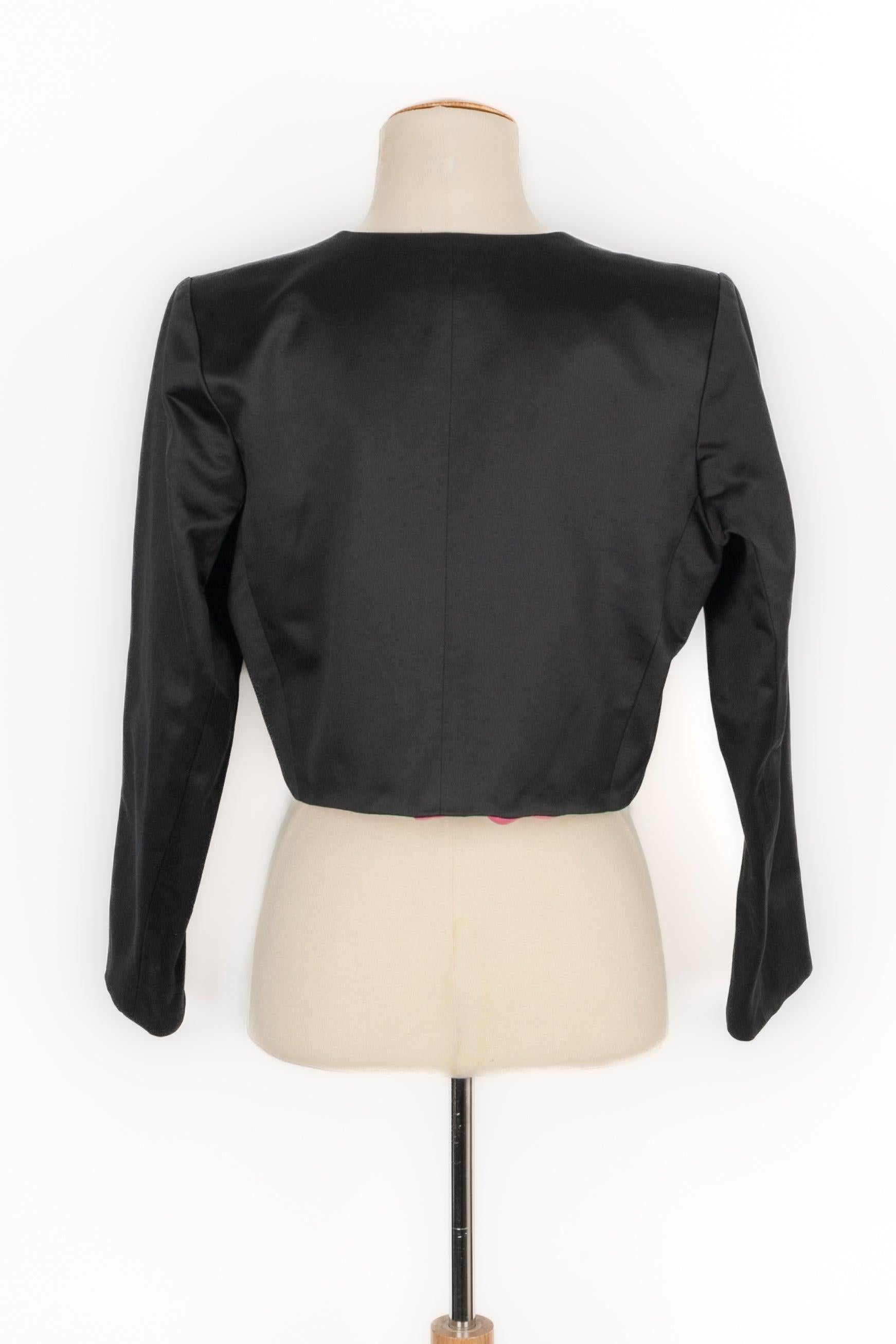 Yves Saint Laurent Short Black Cotton Jacket In Excellent Condition For Sale In SAINT-OUEN-SUR-SEINE, FR