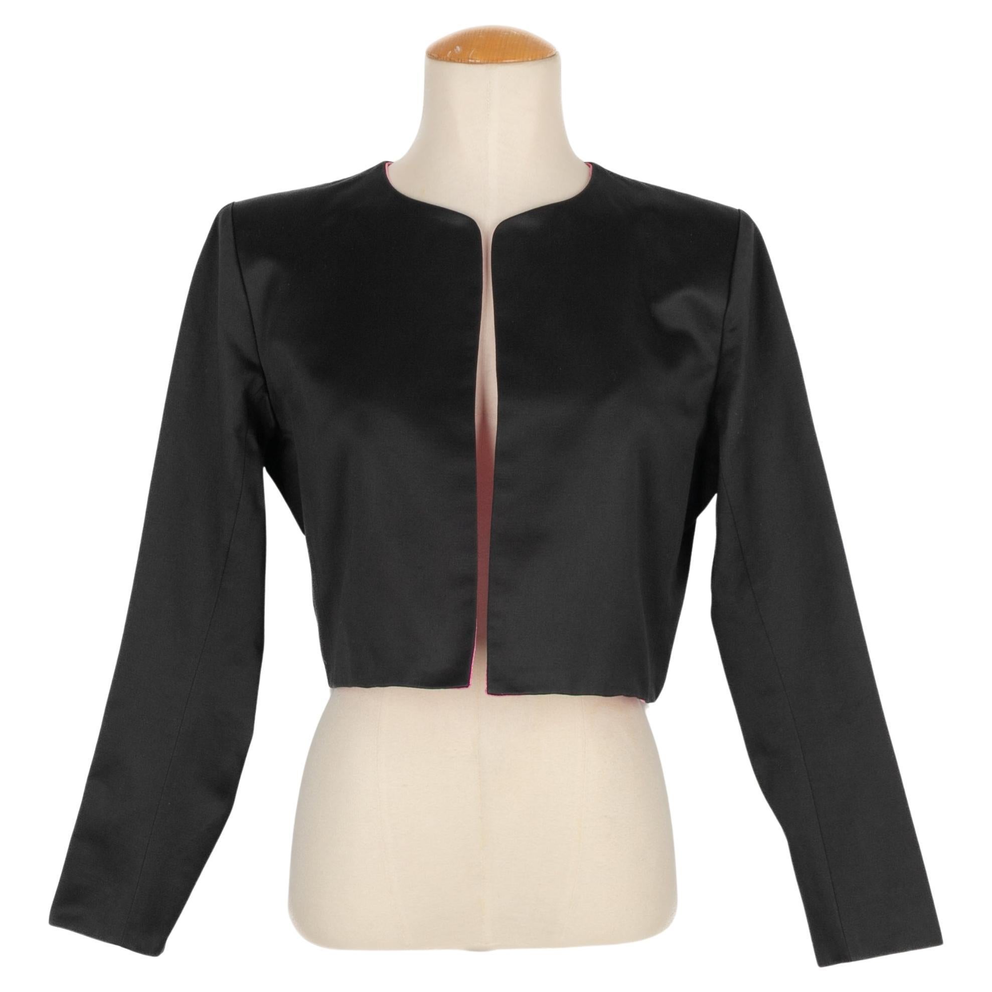 Yves Saint Laurent Short Black Cotton Jacket For Sale