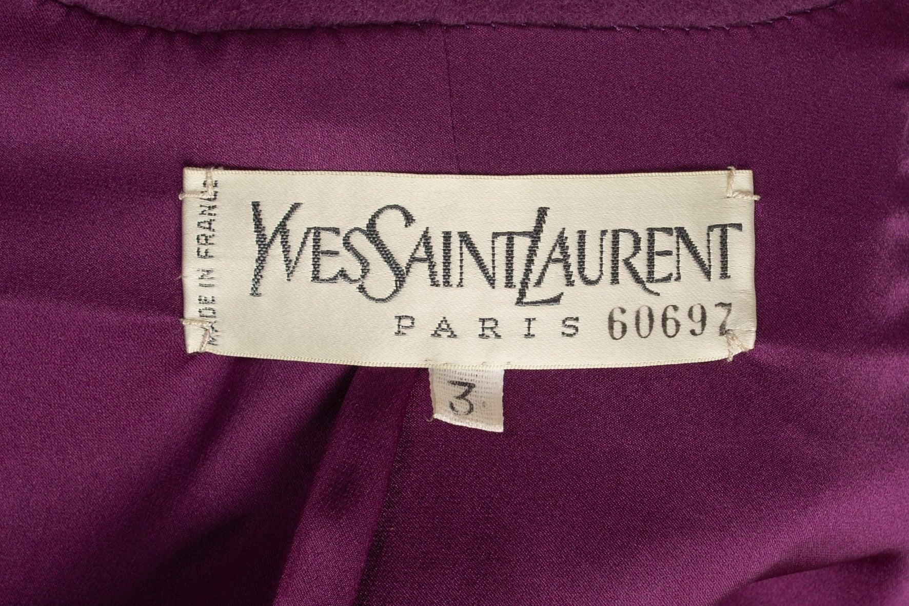 Yves Saint Laurent Short Purple Wool Jacket Haute Couture For Sale 8