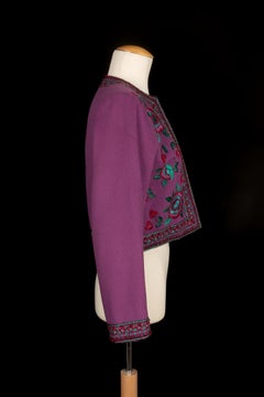 Yves Saint Laurent Short Purple Wool Jacket Haute Couture