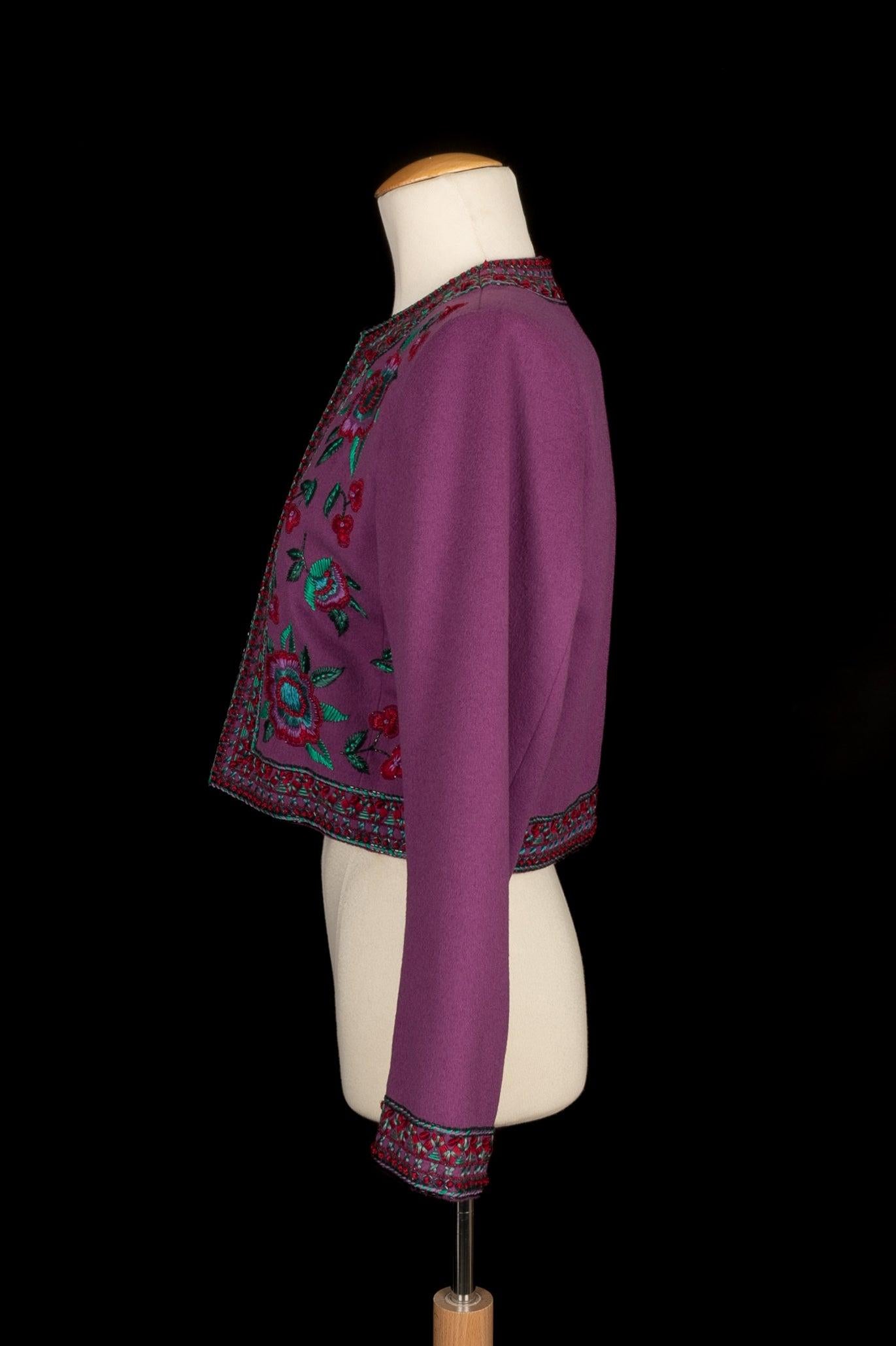 Women's Yves Saint Laurent Short Purple Wool Jacket Haute Couture For Sale