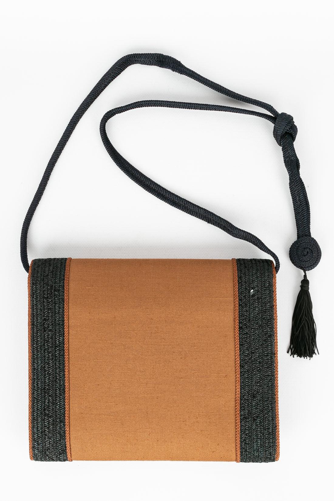 Brown Yves Saint Laurent Shoulder Fabric Bag in Black Suede For Sale