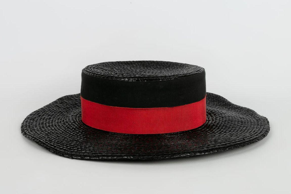 Black Yves Saint Laurent Sht with Braid Trim Hat For Sale