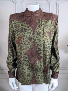 Yves Saint Laurent Silk Animal Print Blouse