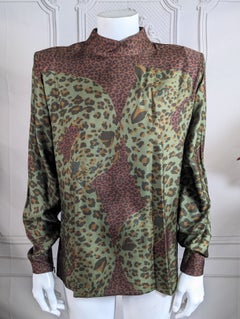 Yves Saint Laurent Silk Animal Print Blouse