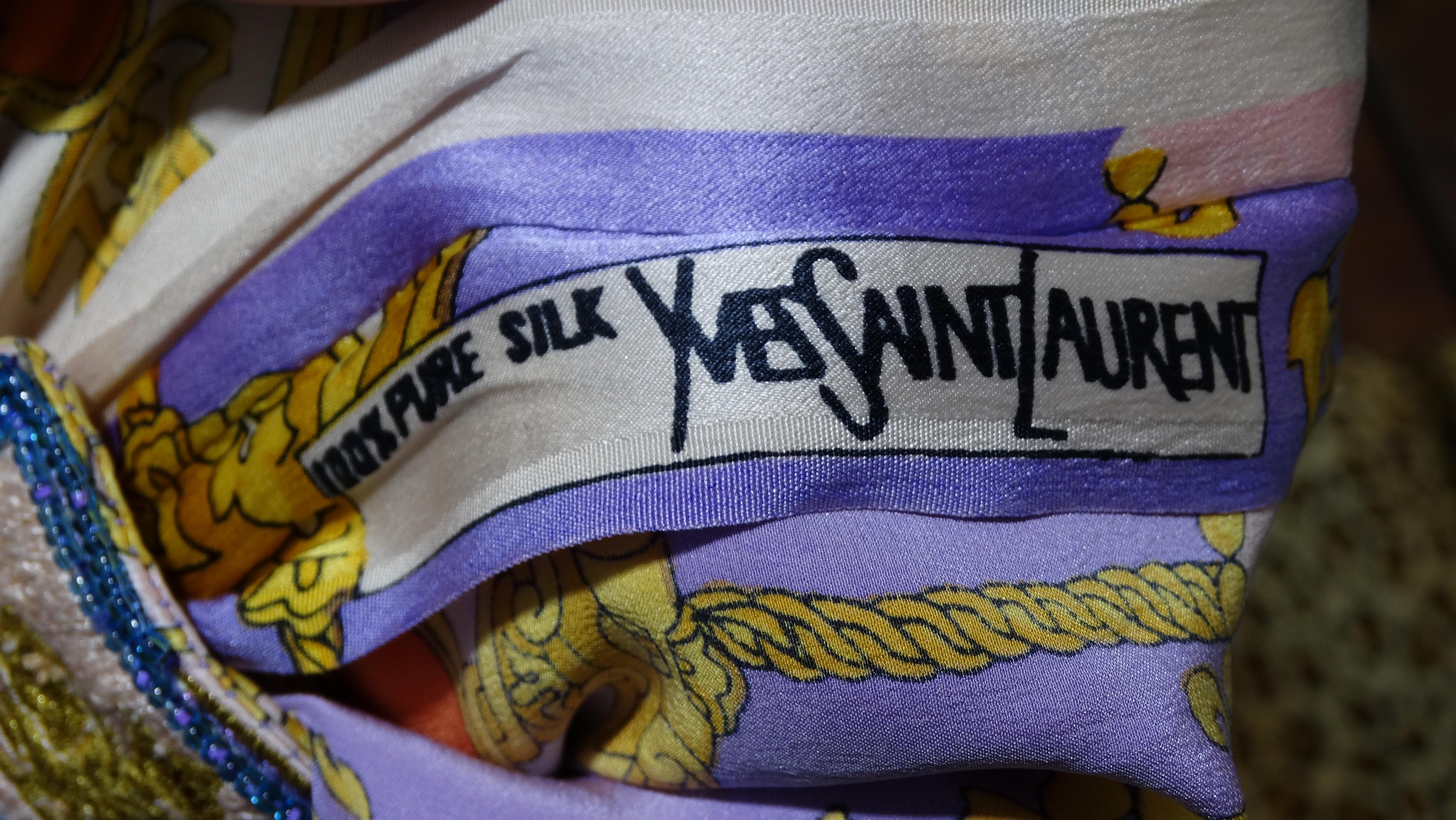 Yves Saint Laurent Perlenbesetztes Maxikleid aus Seide im Angebot 7