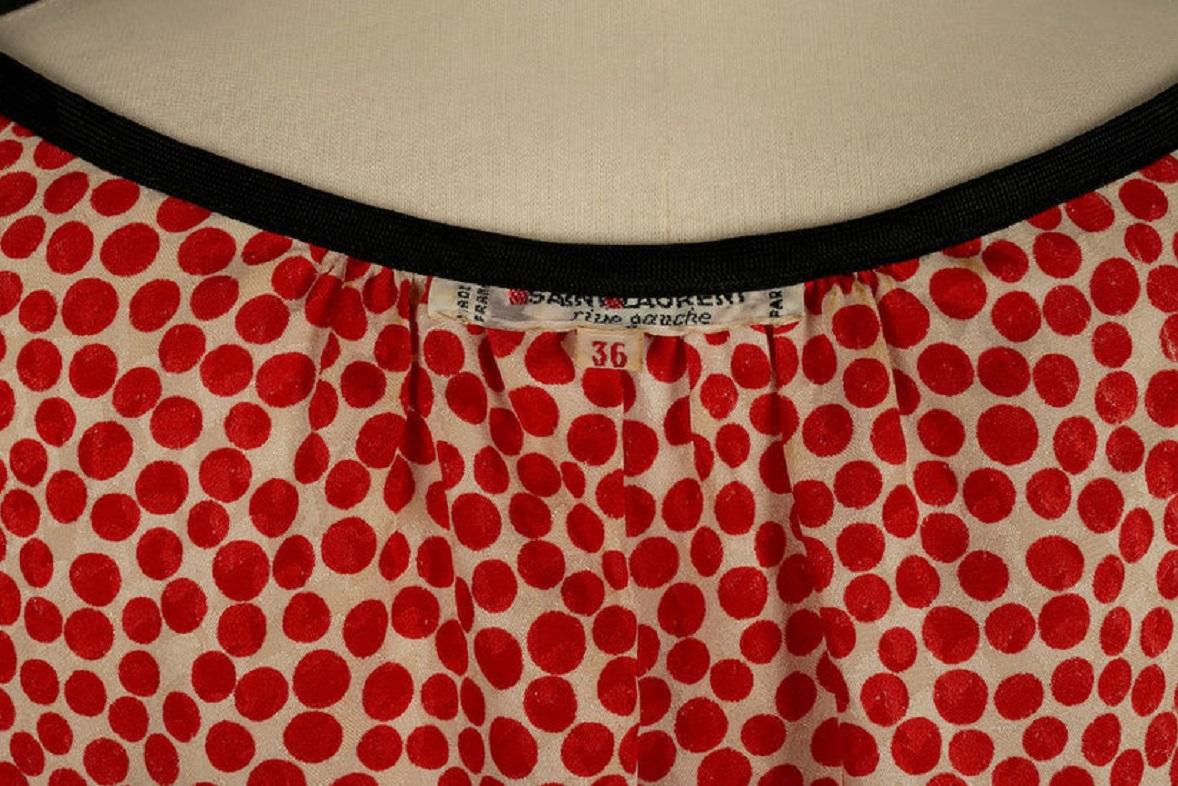 Yves Saint Laurent Silk Blouse with Red Dots For Sale 4