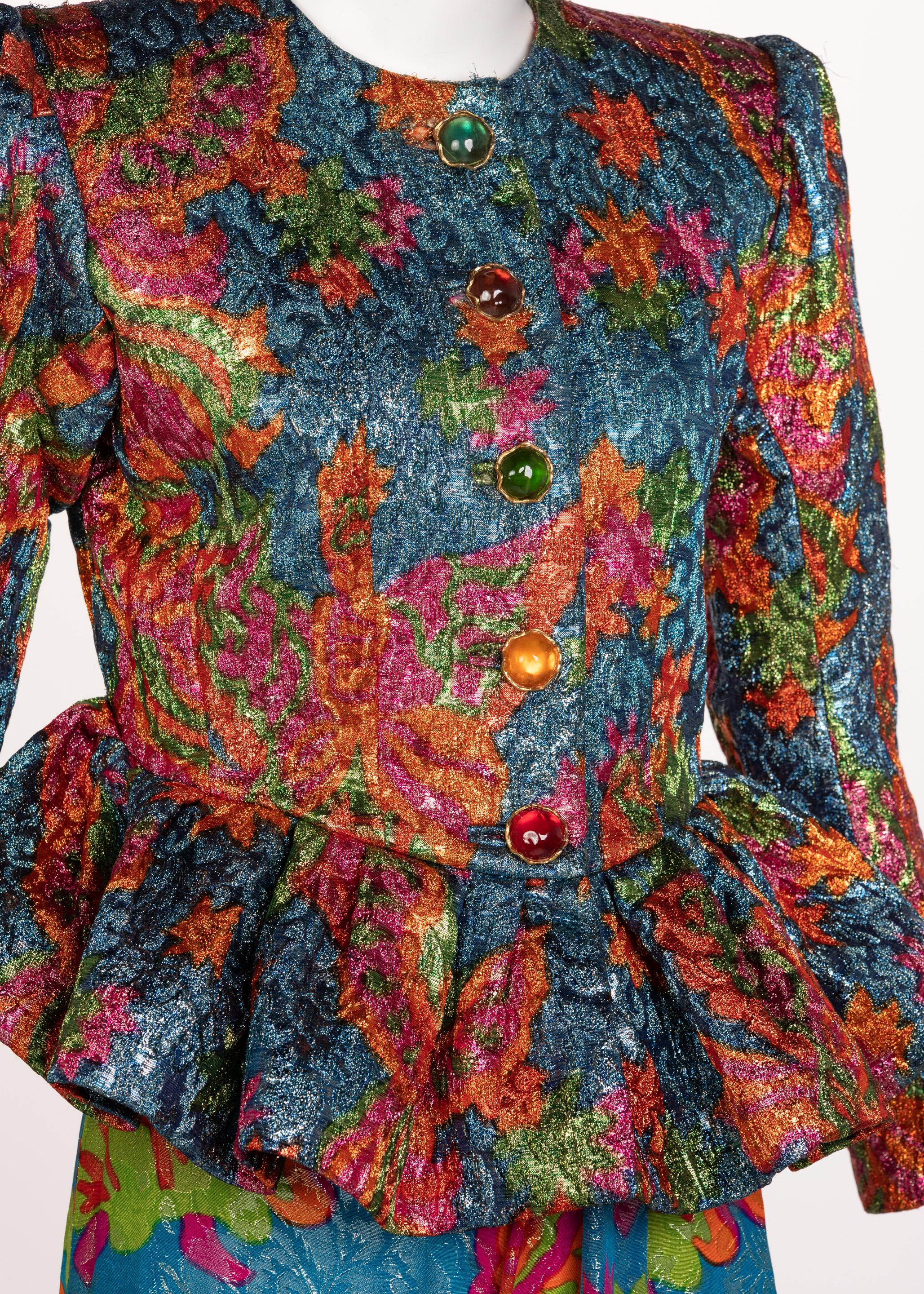 Yves Saint Laurent Silk Brocade Jacket Butterfly Skirt Ensemble Runway YSL, 1989 For Sale 4