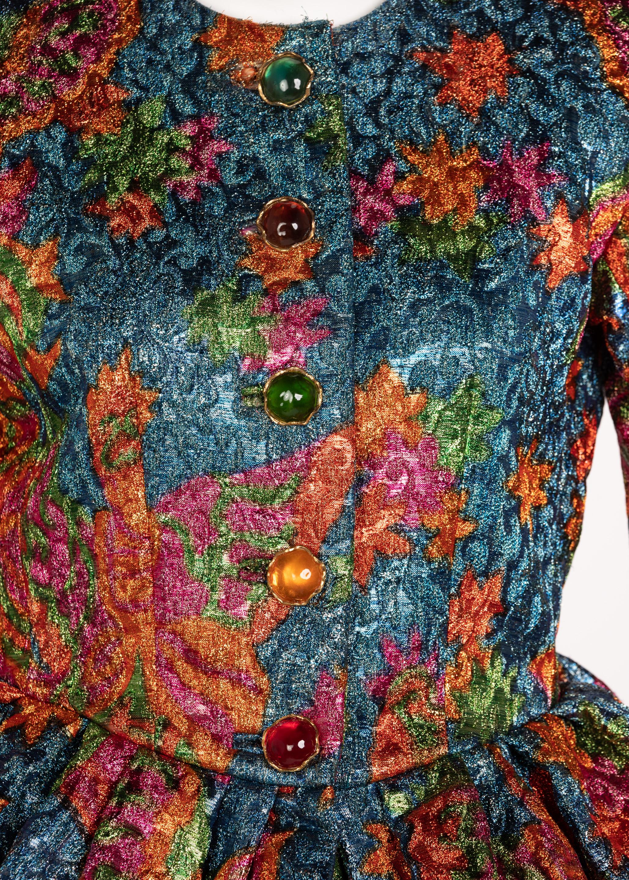 Yves Saint Laurent Silk Brocade Jacket Butterfly Skirt Ensemble Runway YSL, 1989 For Sale 5