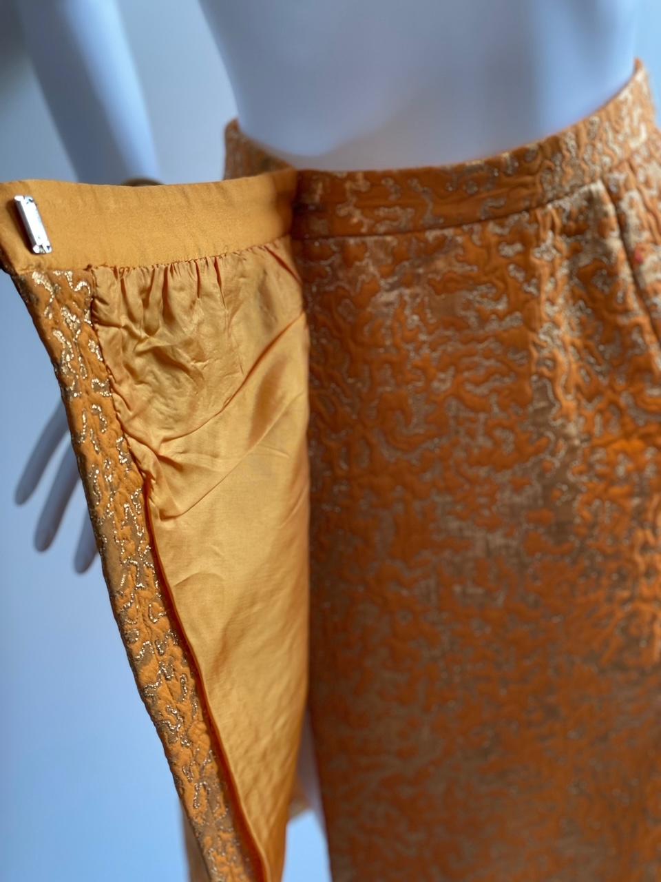 YVES SAINT LAURENT Silk Brocade Lamé Jacket Floral Skirt Suit Runway 1989 For Sale 13