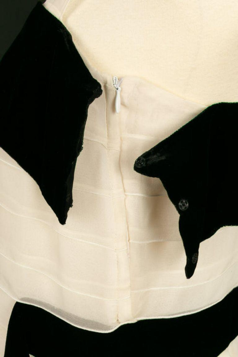 Yves Saint Laurent Silk Chiffon and Velvet Dress For Sale 1