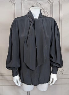 Yves Saint Laurent Silk Crepe Bow Blouse