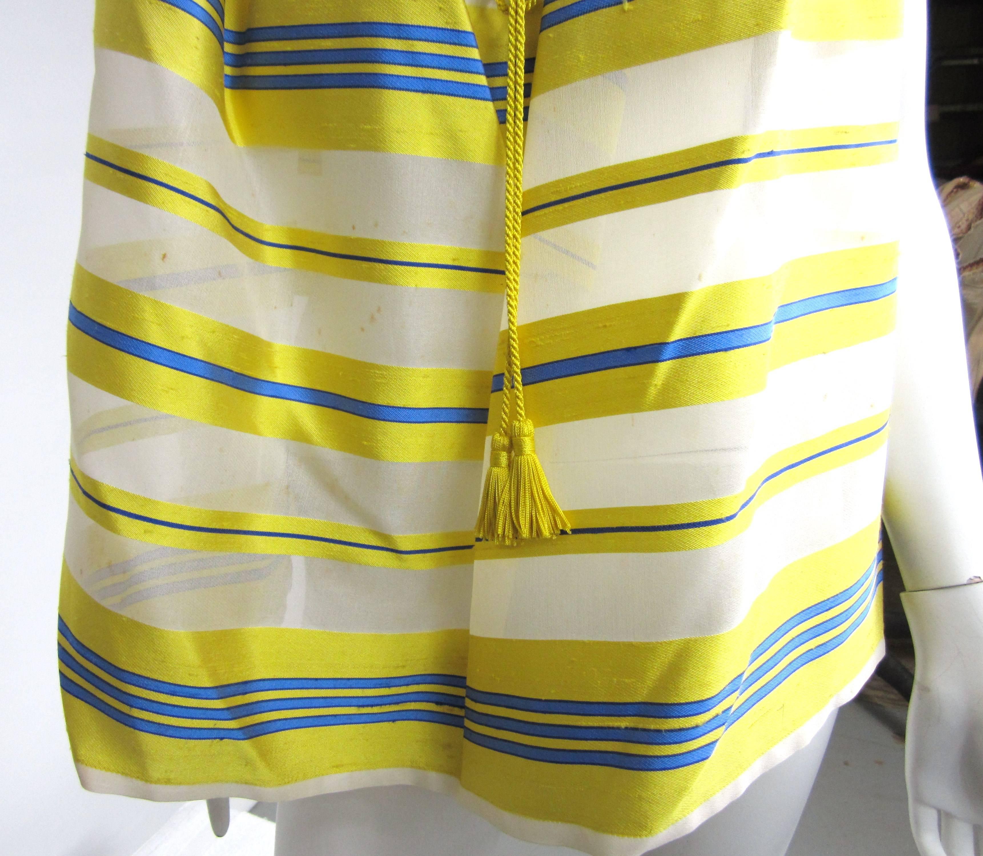 Yves Saint Laurent Silk Dupioni Over Sized Yellow Striped Blouse 1990s 2