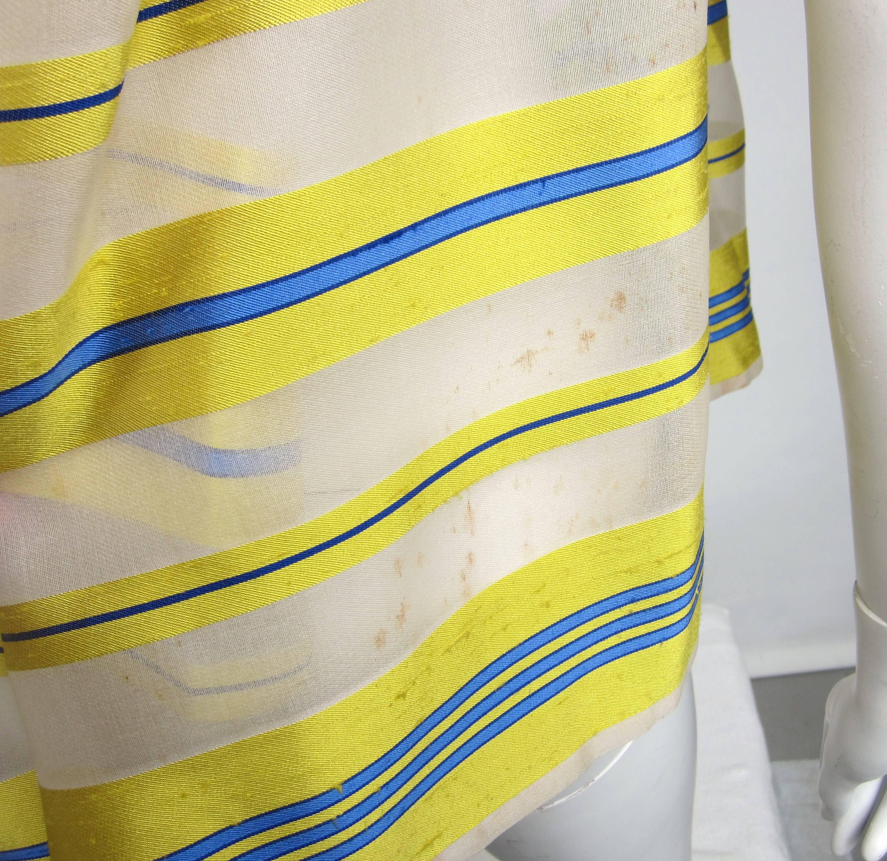 Yves Saint Laurent Silk Dupioni Over Sized Yellow Striped Blouse 1990s 3