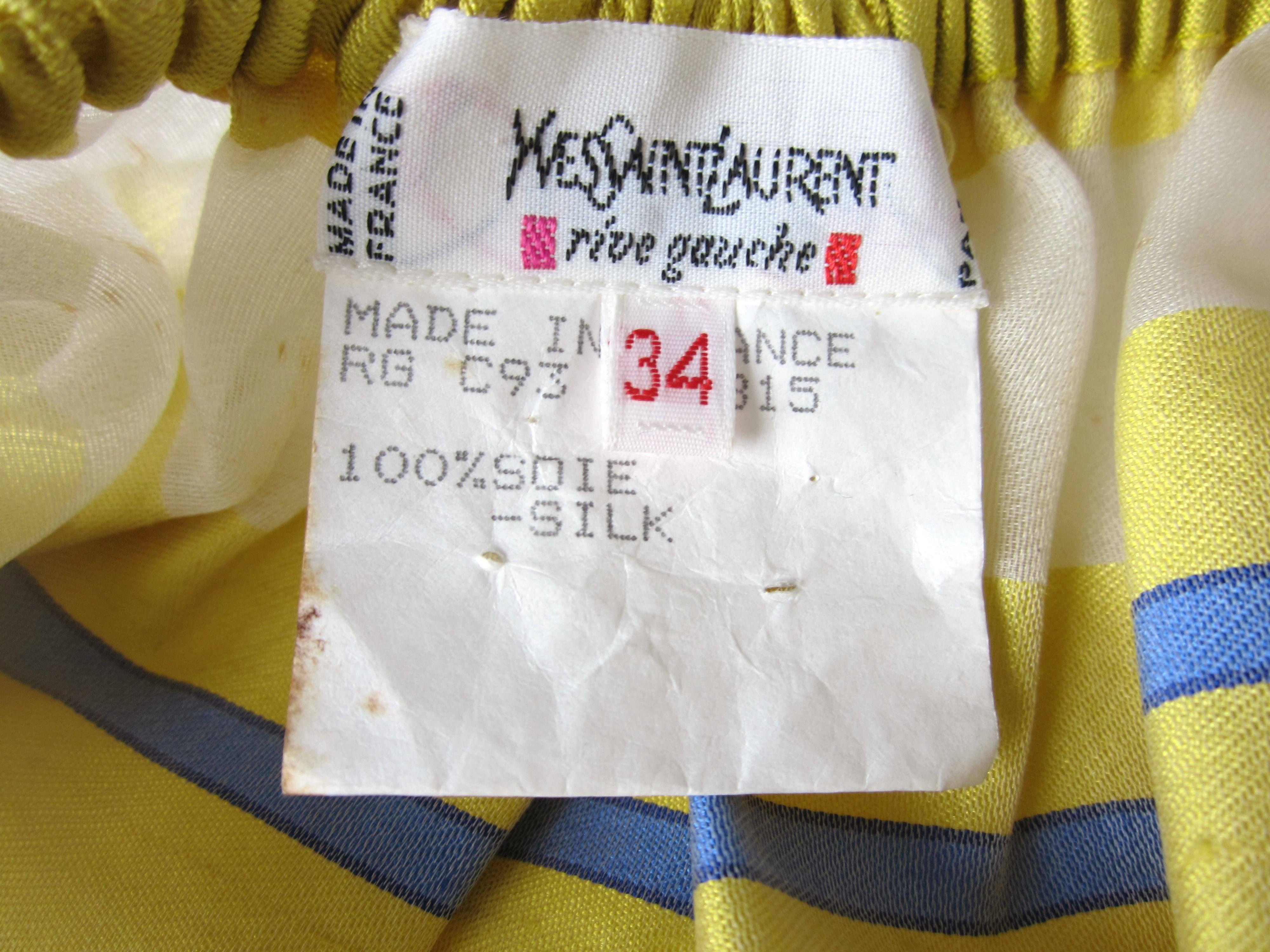 Yves Saint Laurent Silk Dupioni Over Sized Yellow Striped Blouse 1990s 4