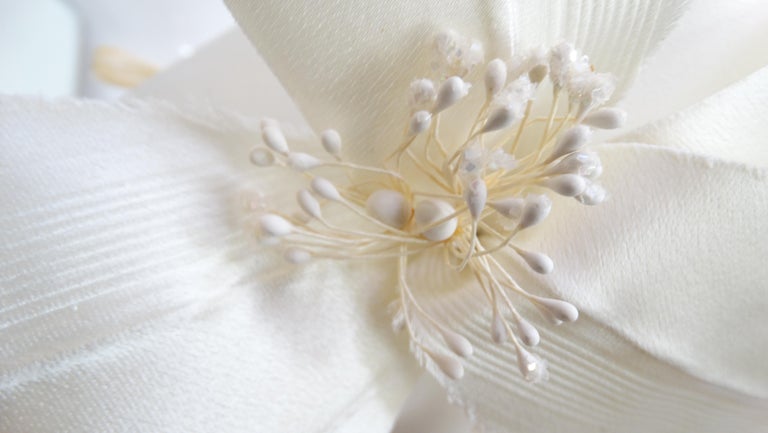 Beige Yves Saint Laurent Silk Floral Head Piece  For Sale