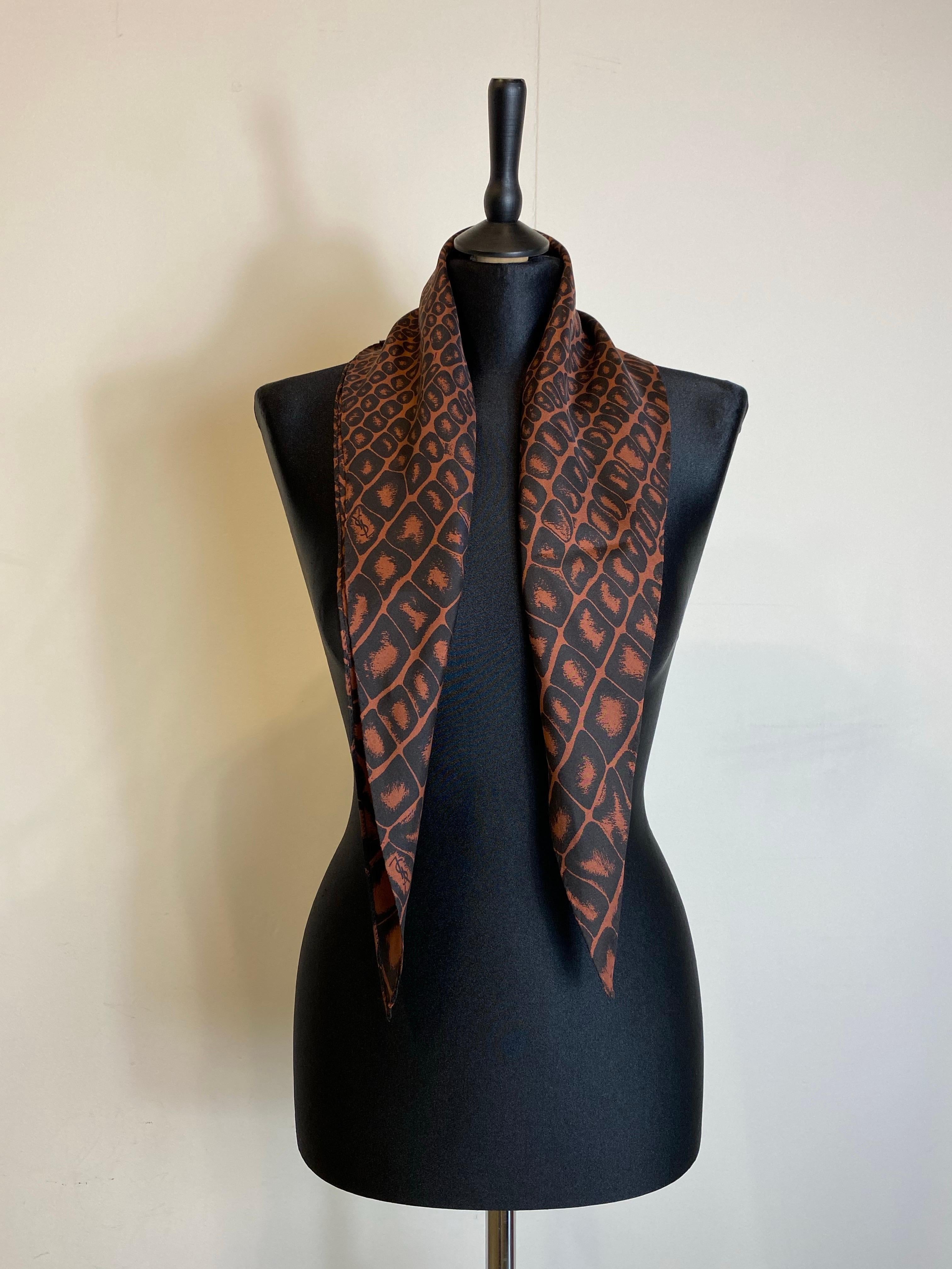 Black Yves Saint Laurent silk Foulard For Sale