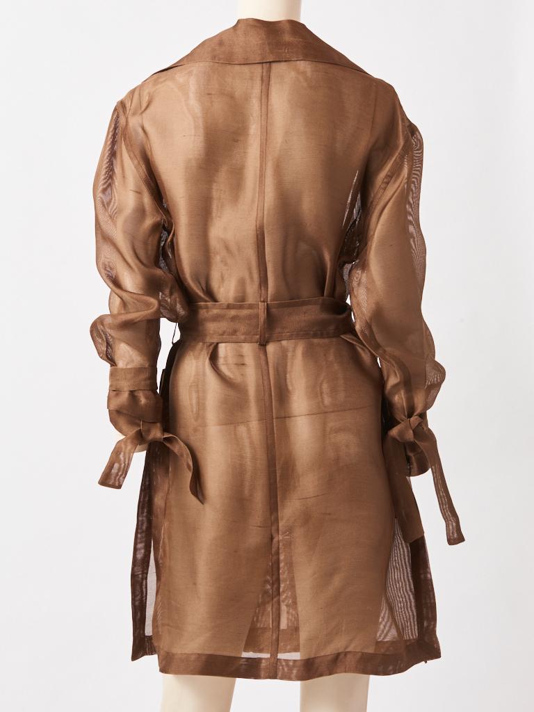 Yves Saint Laurent Silk Gazar Belted Coat In Good Condition In New York, NY