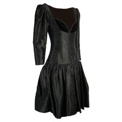 Yves Saint Laurent Silk Moiré cocktail dress . Circa 1980s