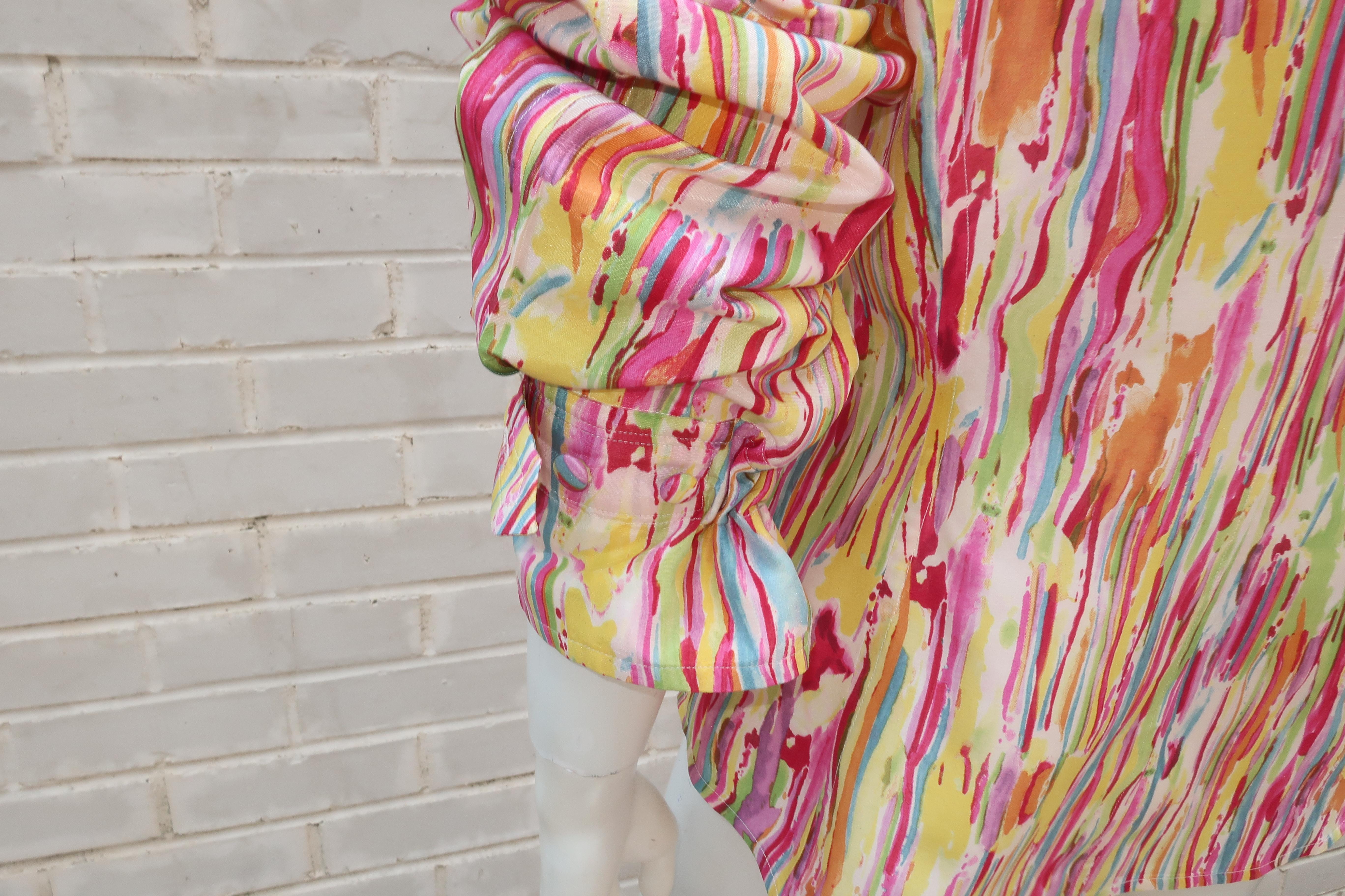 Yves Saint Laurent - Chemisier en soie multicolore en vente 6