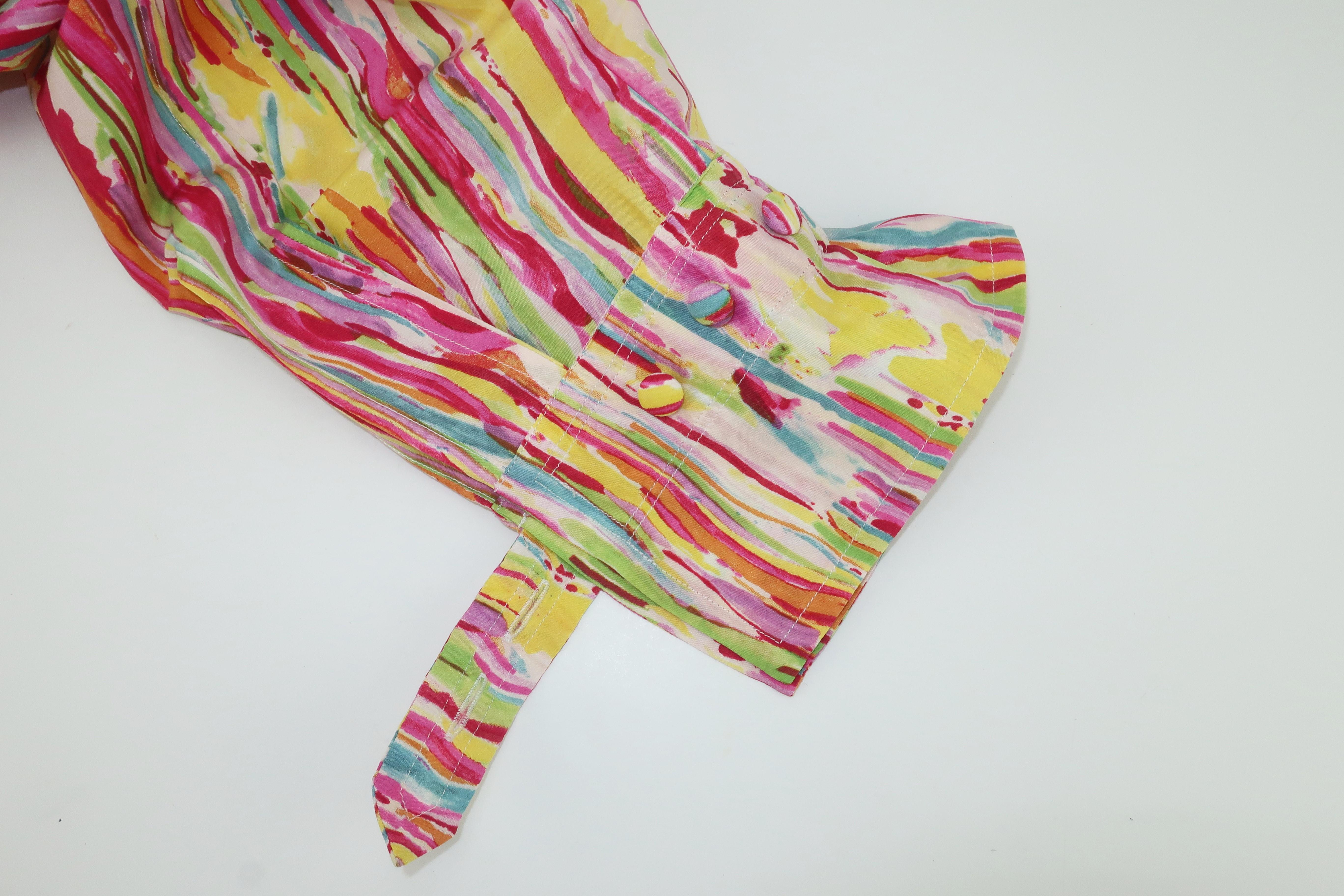 Yves Saint Laurent Silk Multi Color Blouse For Sale 8