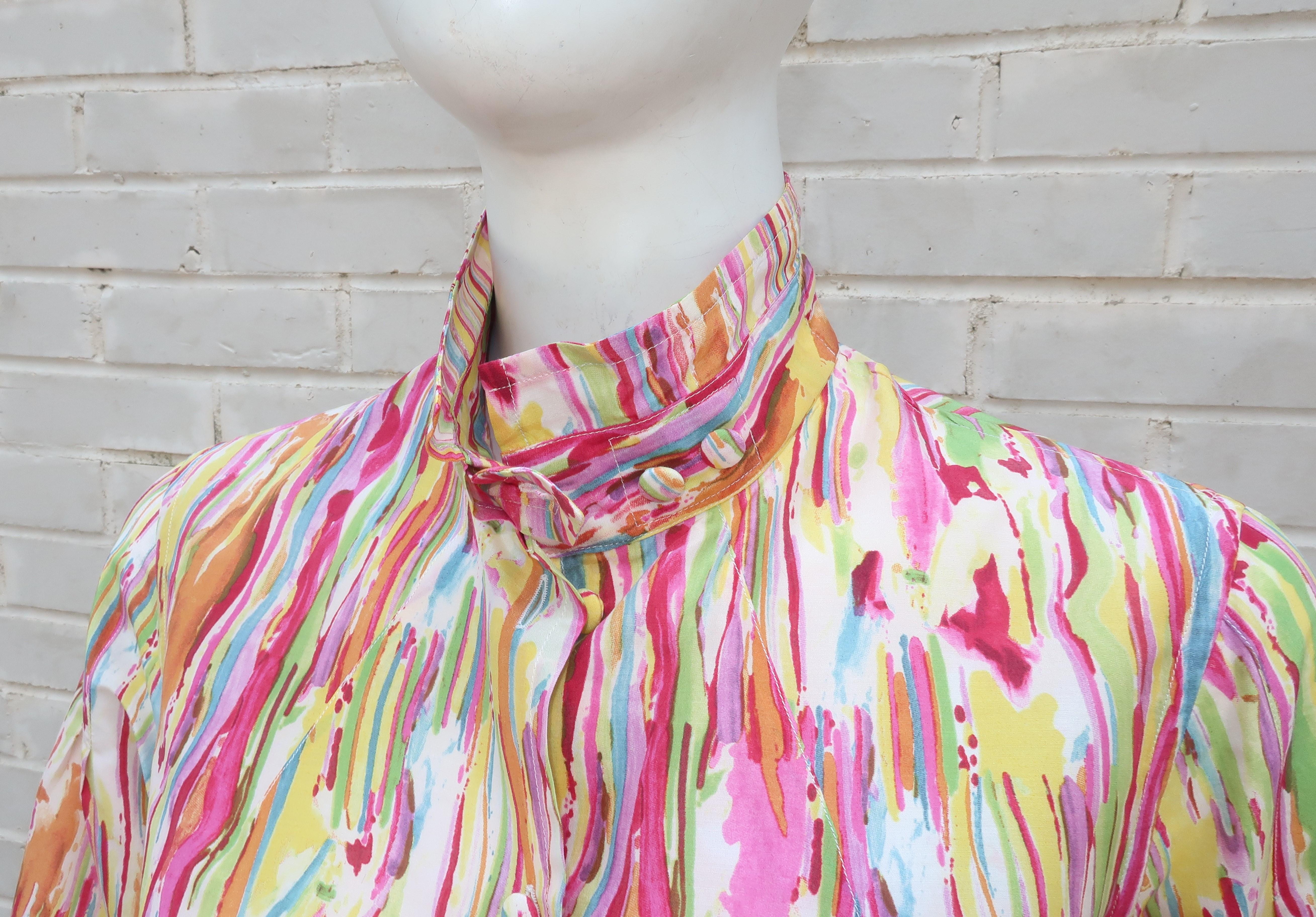 Yves Saint Laurent Silk Multi Color Blouse For Sale 4