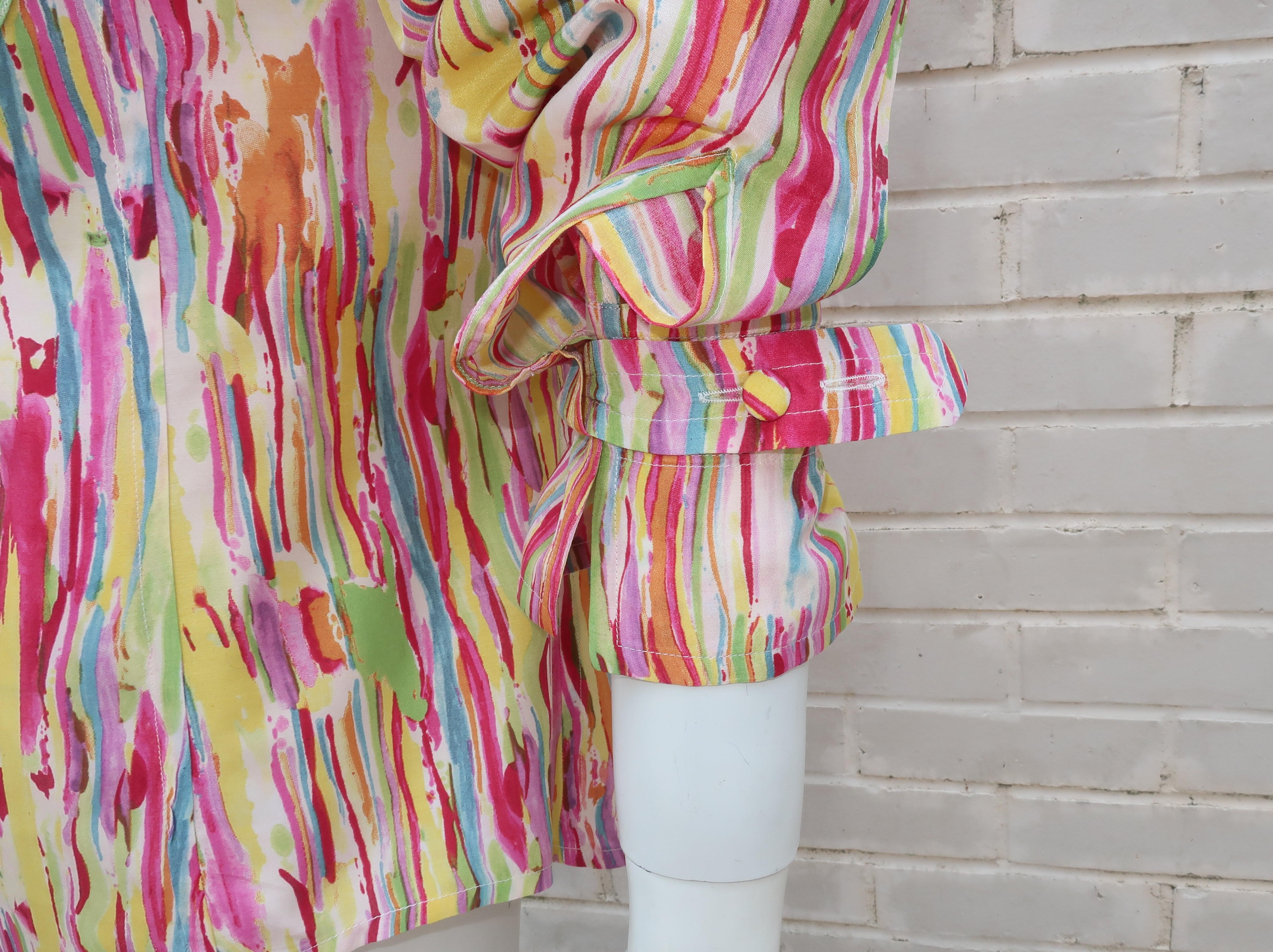Yves Saint Laurent - Chemisier en soie multicolore en vente 5