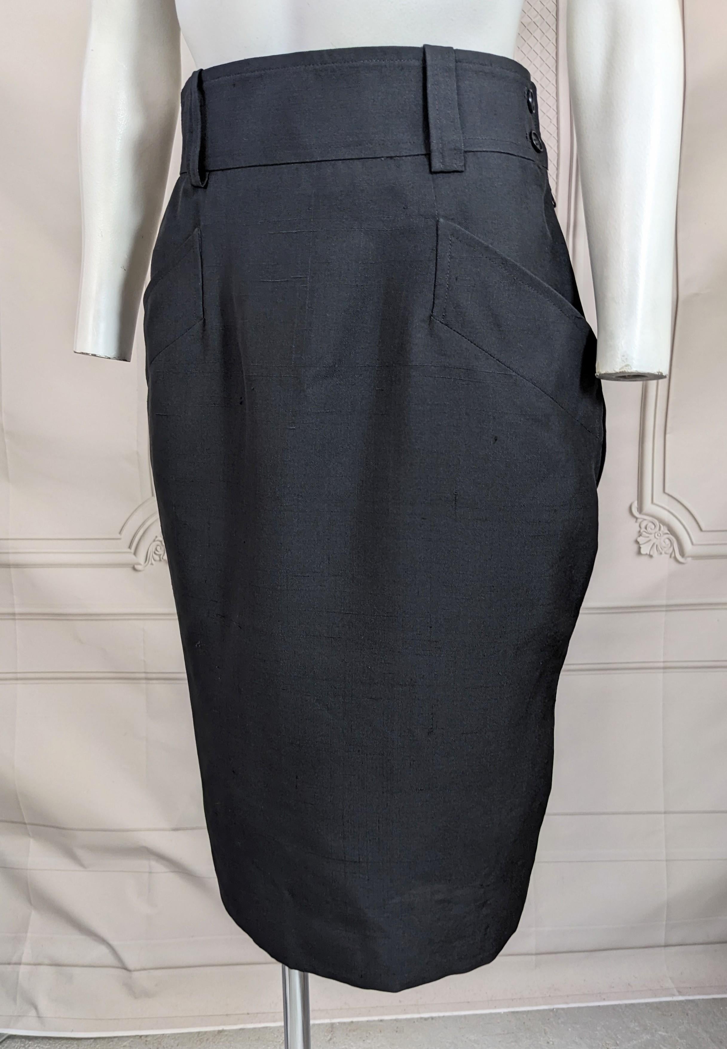 Black Yves Saint Laurent Silk Pencil Skirt For Sale