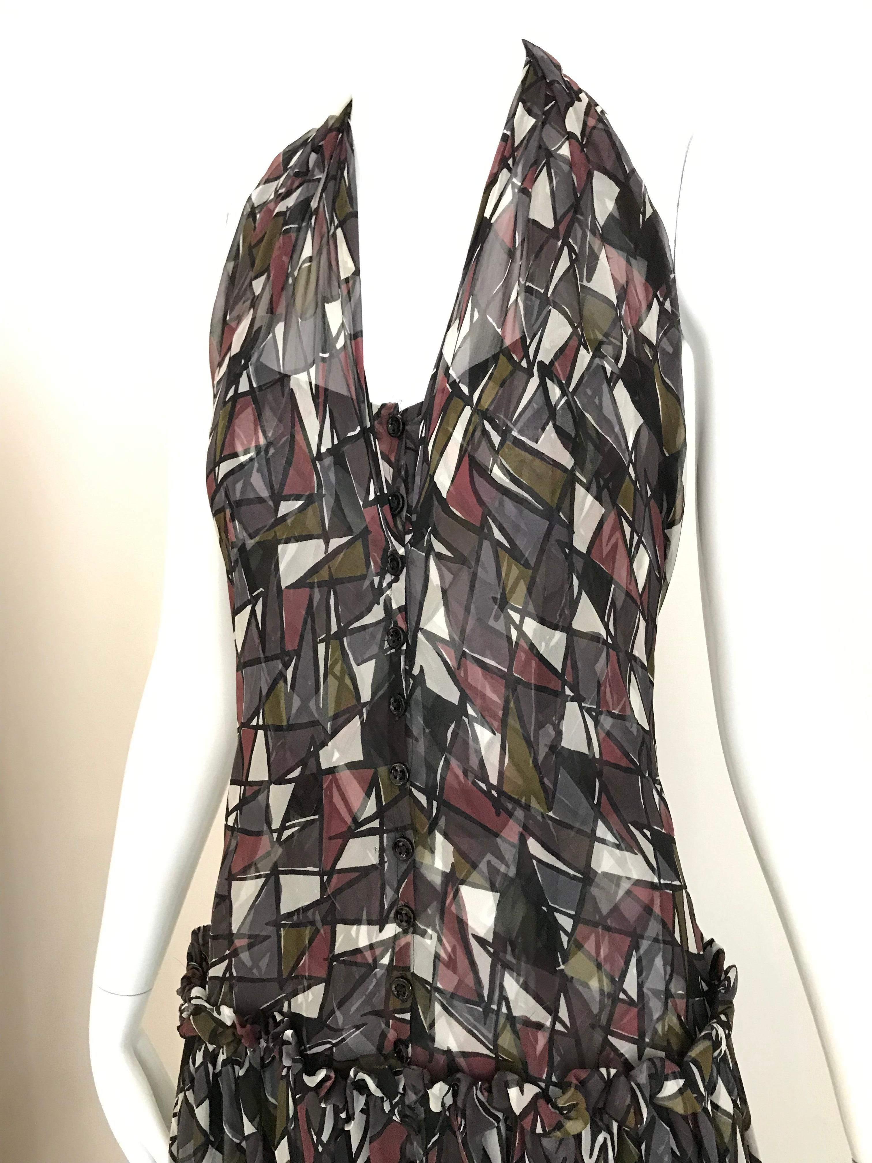 Yves Saint Laurent Silk Print Halter Silk Dress For Sale 5
