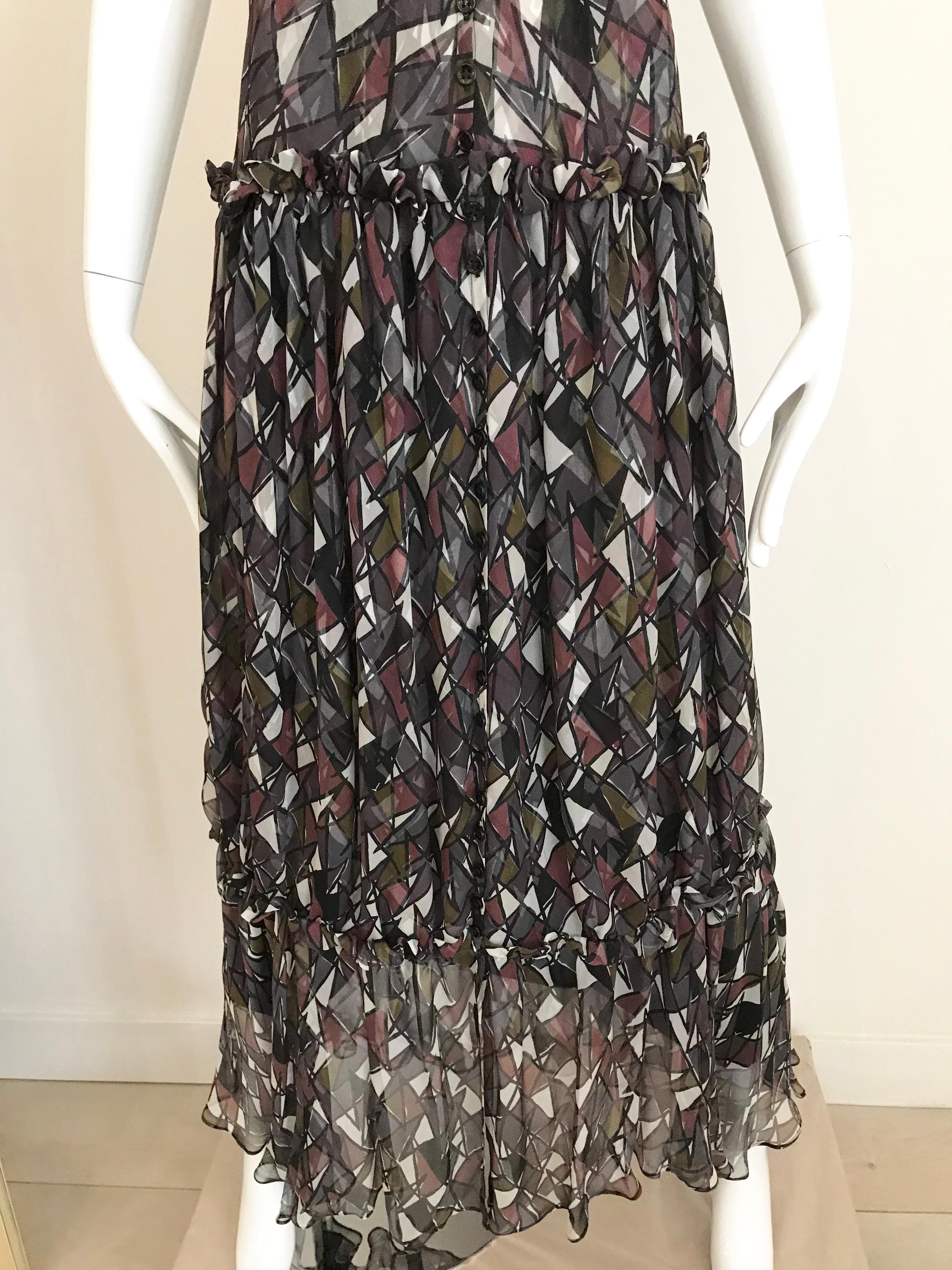 Women's Yves Saint Laurent Silk Print Halter Silk Dress For Sale