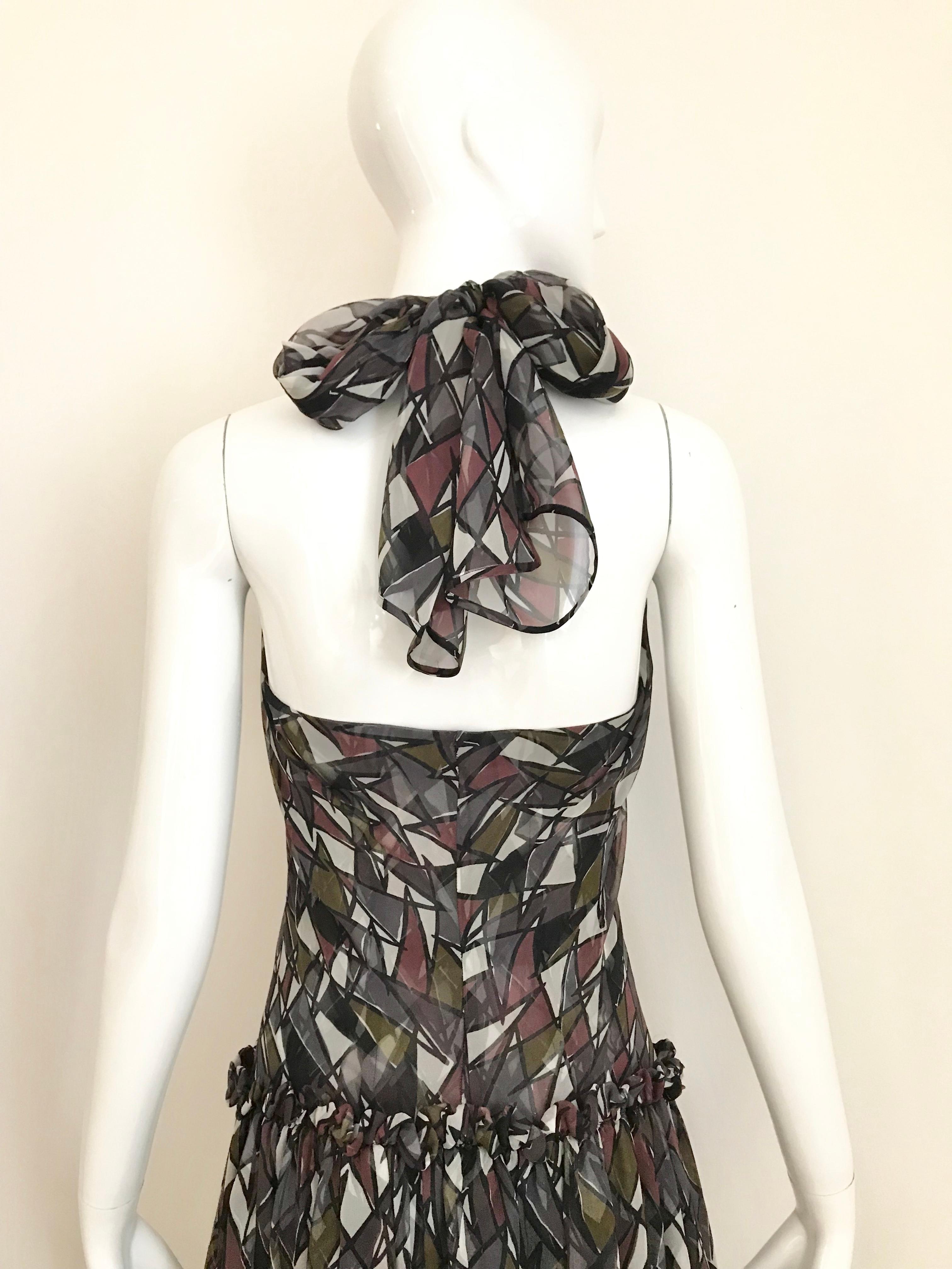 Yves Saint Laurent Silk Print Halter Silk Dress For Sale 2