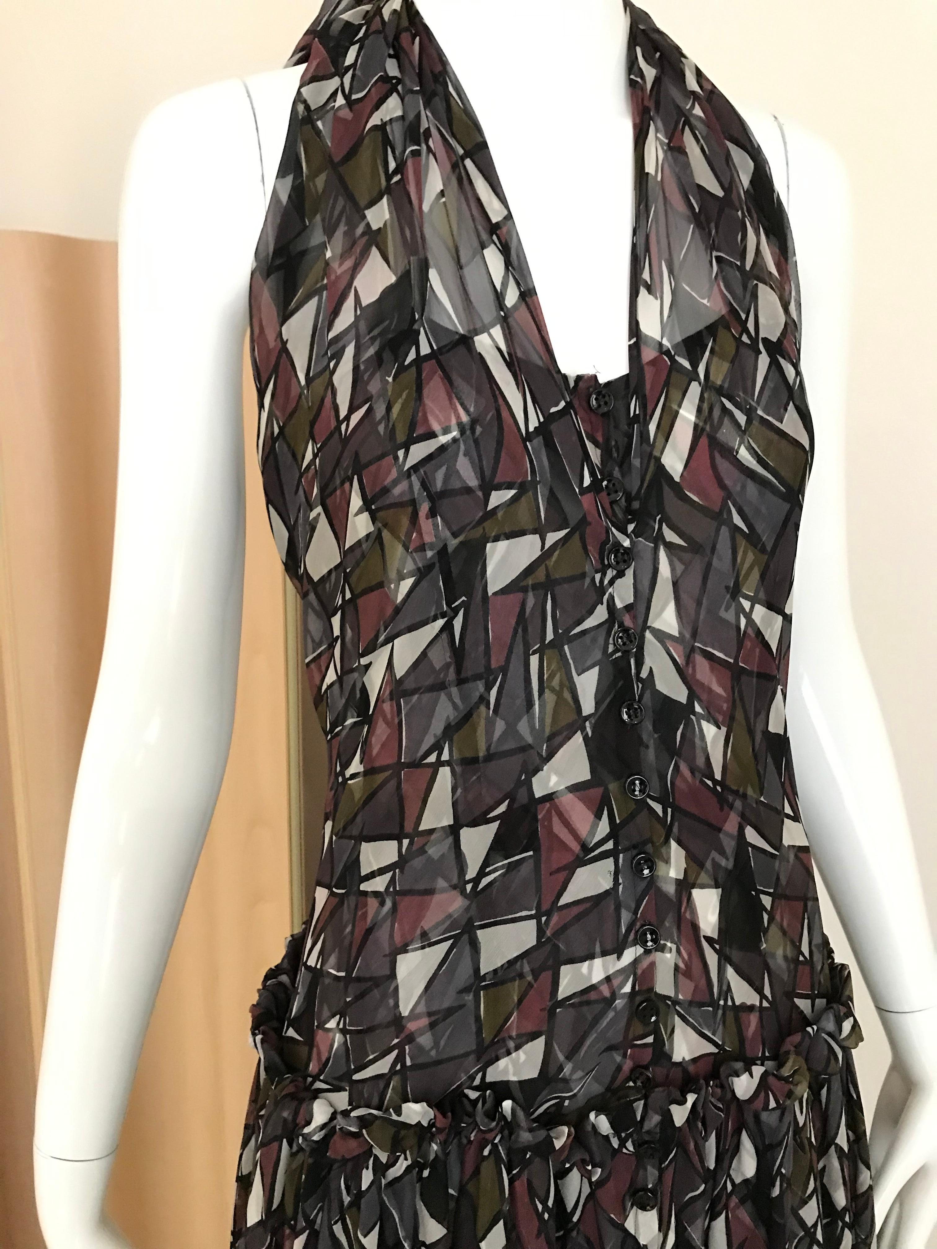 Yves Saint Laurent Silk Print Halter Silk Dress For Sale 3